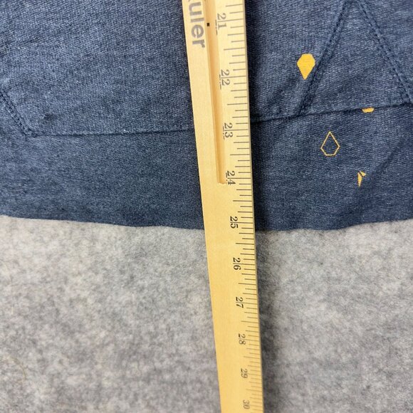 Volcom Hooded Sweatshirt Men L Blue Yellow Graphic Accents & Kangaroo Pocket - Picture 10 of 14